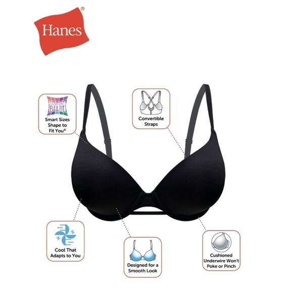 Hanes ComfortFlex Fit Dreamwire T-Shirt Bra, Style MHG563 Size S - Picture 6 of 9